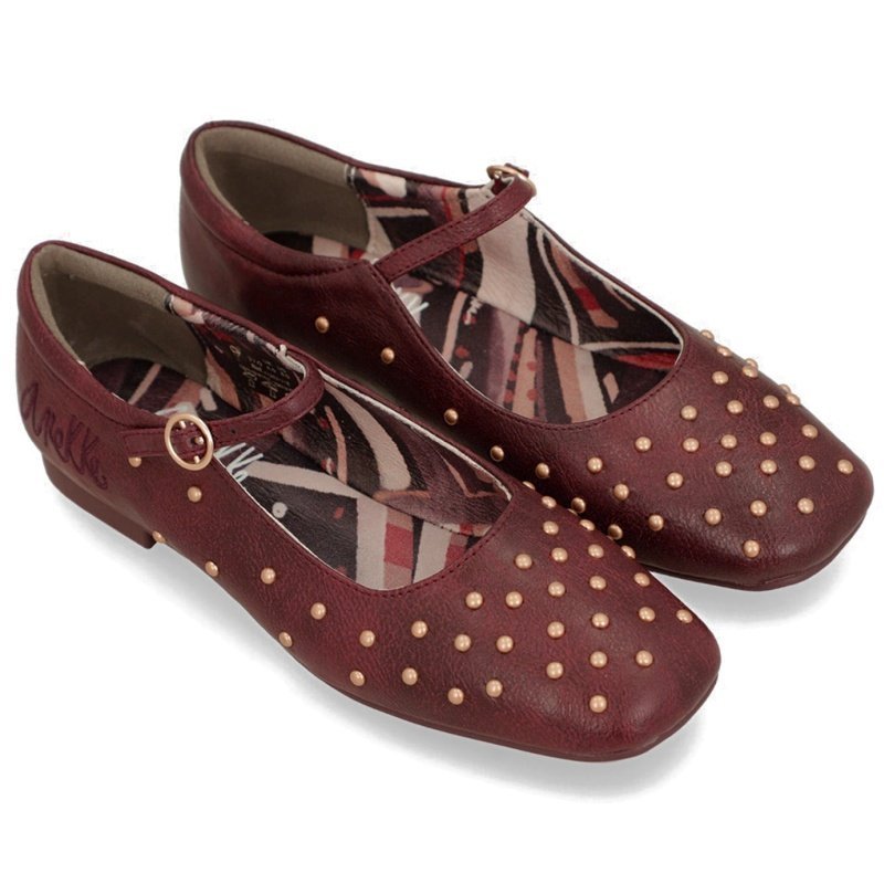 Baleriny damskie z paskiem Anekke 41283-813 SEVILLA 413 BURGUNDY R.39