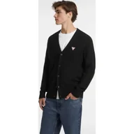 Swetry męskie - Guess Jeans Kardigan CARDI Regular Fit z dodatkiem wełny - miniaturka - grafika 1