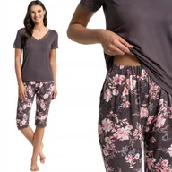 Piżamy damskie - MIĘKKA PIŻAMA DAMSKA WISKOZOWA Z KORONKĄ SPODNIE 3/4 KOMFORTOWA MORAJ S PATT 1 - miniaturka - grafika 1