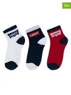 Skarpetki damskie - Levi's Kids Skarpety (3 pary) w kolorze biało-granatowo-czerwonym - miniaturka - grafika 1