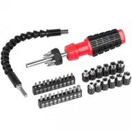 Śrubokręty - Wkrętak z elastyczną przedłużką 30 cm, bitami i nasadkami, zestaw 40 elementów - miniaturka - grafika 1