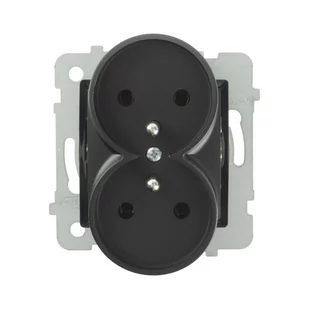 Polmark Gniazdo podwójne 2 x 2P + Z ROSA czarny - Gniazdka elektryczne - miniaturka - grafika 1