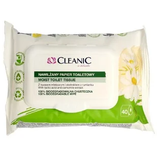 Cleanic Cleanic nawilżany Papier toaletowy z Rumiankiem i Kwasem mlekowym 40 szt. CLEANIC 029076 - Stojaki i wieszaki na papier toaletowy - miniaturka - grafika 2