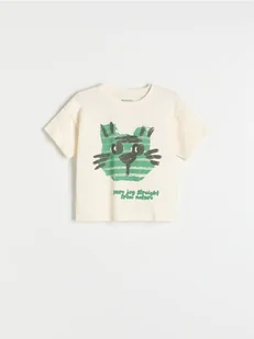 Reserved - Bawełniany t-shirt z nadrukiem - złamana biel - Bluzki dla niemowląt - miniaturka - grafika 1