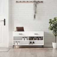 Szafki na buty - vidaXL Ławka na buty biały wysoki połysk 102x35x55 cm materiał drewnopochodny - Ławka na buty - Ławki na buty - Ławka z miejscem do przechowywania - Stojak na buty - miniaturka - grafika 1