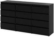 Komody - Komoda 12 Szuflad Nowoczesna Szafka Loft 180cm Stolik Salon Czarny Mat - miniaturka - grafika 1