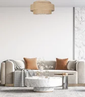 Lampy sufitowe - Lampa sufitowa Solar Plafon Lampa sufitowa pojedyncza BOHO len biała - miniaturka - grafika 1