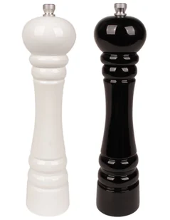 Ręczne młynki do soli i pieprzu biało-czarne 24 cm lakierowane - Młynki do soli i pieprzu - miniaturka - grafika 1
