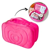 Biżuteria - akcesoria - Kosmetyczka damska pikowana kuferek z rączką 24 x 9 x 15 cm KS132R - miniaturka - grafika 1