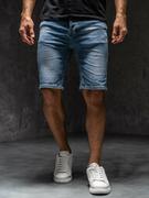 Spodenki męskie - Granatowe krótkie spodenki jeansowe męskie Denley MP0277BCA1 - miniaturka - grafika 1