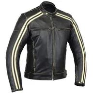 Odzież motocyklowa - Bikers Gear Australia Klasyczna kurtka motocyklowa ze skóry bydlęcej z CE1621-1 zdejmowaną zbroją - kość słoniowa w paski 3XL - miniaturka - grafika 1