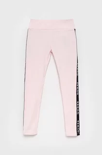 Spodnie i spodenki dla dziewczynek - Guess legginsy dziecięce kolor różowy z nadrukiem - grafika 1