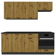 Meble kuchenne - Komplet mebli kuchennych grafit + dąb artisan N1-F80 - miniaturka - grafika 1