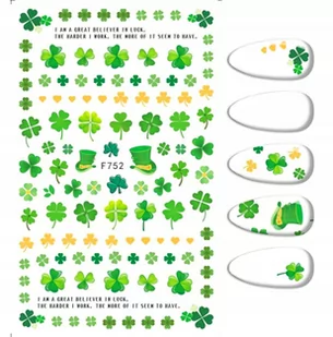 Naklejki Do Zdobienia Paznokci Wzory Koniczyna F-752 - Ozdoby do paznokci - miniaturka - grafika 1