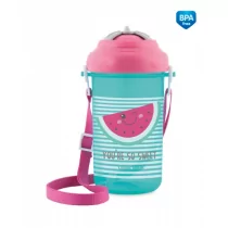 Canpol Babies Babies, So Cool!, Bidon ze składaną rurką, Arbuz, 400 ml, Różowy - Bidony dla dzieci - miniaturka - grafika 1