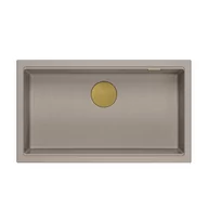 Zlewozmywaki - DASH 110 GraniteQ zlewozmywak soft taupe 76x44x23,5 cm 1-komorowy wpuszczany z syfonem manualnym złoty - miniaturka - grafika 1