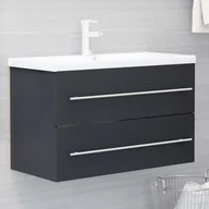 Meble łazienkowe - VidaXL Lumarko Szafka pod umywalkę, szara, 80x38,5x48 cm, płyta wiórowa 804703 VidaXL - miniaturka - grafika 1