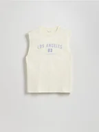 Koszulki męskie - Reserved - T-shirt relaxed z nadrukiem - złamana biel - miniaturka - grafika 1