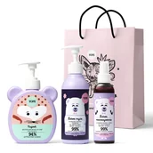 Kosmetyki kąpielowe dla dzieci - YOPE Zestaw 3 kosmetyków dla dzieci: mydło do rąk Nagietek, ultradelikatny szampon, spray do rozczesywania włosów + torebka w PREZENCIE - miniaturka - grafika 1