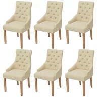 Krzesła - Dębowe krzesła do jadalni, tapicerowane tkaniną, kremowe, 6 szt. - miniaturka - grafika 1