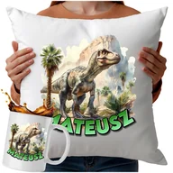 Gadżety dla niej i dla niego - Kubek Poduszka Dinozaur 330ml 40x40cm Z Napisem Prezent Dla Dziecka - miniaturka - grafika 1