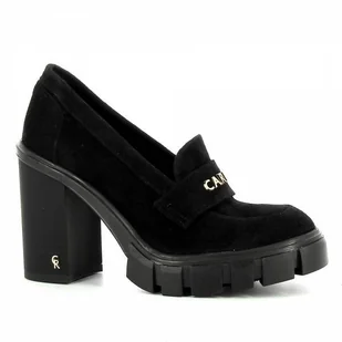 Zamszowe półbuty na obcasie CARINII - Carinii - Mokasyny damskie - miniaturka - grafika 1