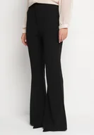 Spodnie damskie - Czarne Spodnie Dzwony z Wysokim Stanem z Dodatkiem Wiskozy Senarilith - miniaturka - grafika 1