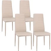 Krzesła - Zestaw 4 krzeseł do salonu, jadalni, ekoskóra, VERUM, 40x50x96 cm, beżowe - miniaturka - grafika 1