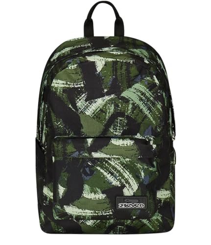 Seven IschoolPack plecak jednokomorowy, zielony i czarny, ze zintegrowaną wtyczką Pawer Banck i wtyczką USB, kieszenią na butelkę, plecak szkolny i podróżny, dla dzieci i młodzieży, Zielony, Taglia