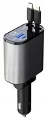 Ładowarki samochodowe - ŁADOWARKA Samochodowa 4w1 Z Kablami USB-C Lightning 66W Wysuwana 5773 - miniaturka - grafika 1