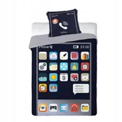 Pościel dla dzieci - Pościel Telefon 140x200 70x90 motyw smartfon aplikacje bawełna - miniaturka - grafika 1