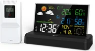 Stacje pogodowe - Stacja pogodowa Wewnętrzny/zewnętrzny monitor temperatury/wilgotności z czujnikiem Domowy termometr pogodowy Kolorowy wyświetlacz VA Budzik Prognoza pogody, czarny - miniaturka - grafika 1