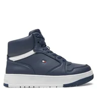 Buty dla chłopców - Sneakersy Tommy Hilfiger Mid Cutlace-Up Sneaker T3X9-33641-1351 S Granatowy - miniaturka - grafika 1