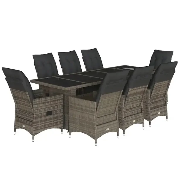 Zestaw Bistro Ogrodowy z Rattanu PE, Stół 240x90x75 cm, Krzesła 56x59x92