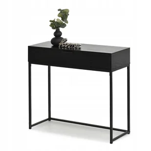 Minimalistyczna Konsola Nora 80CM Czarne Drewno Z Szufladą - Konsole i sekretarzyki - miniaturka - grafika 1