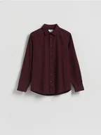 Koszule męskie - Reserved - Bawełniana koszula regular fit - bordowy - miniaturka - grafika 1