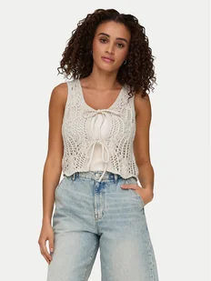 ONLY Top Lizzy 15343882 Beżowy Regular Fit - Koszulki i topy damskie - miniaturka - grafika 1