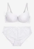 Komplety bielizny - Biały Komplet Bielizny Koronkowej Klasyczny Biustonosz i Figi z Wysokim Stanem Nasellea - miniaturka - grafika 1