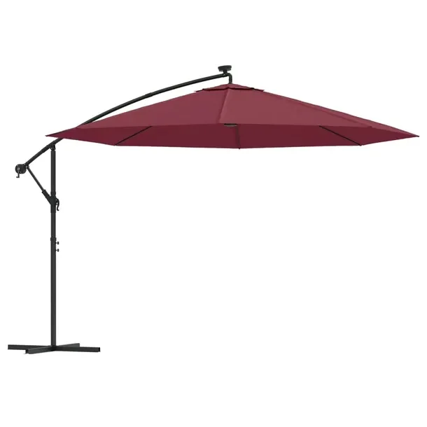 Parasol ogrodowy LED, 350x290 cm, bordowy
