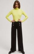 Spodnie damskie - Jeansy czarne z ozdobnymi guzikami i szeroką nogawką 4210, Kolor czarny, Rozmiar XS, Moodo - Primodo.com - miniaturka - grafika 1