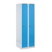 Szafki biurowe - Metalowa szafka ubraniowa na cokole, 2-drzwiowa, 1800 x 600 x 500 mm, zamek cylindryczny, drzwi niebieske - miniaturka - grafika 1