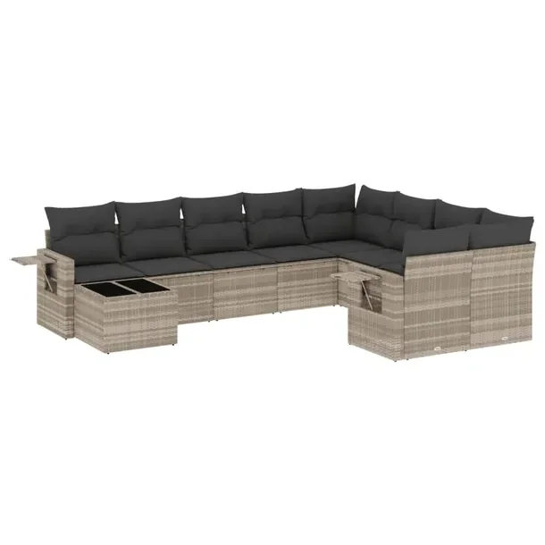 Zestaw wypoczynkowy rattan PE jasnoszary 55x62x69 cm