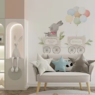 Naklejki na ścianę - Naklejka Retro-wyścig królik z balonami - miniaturka - grafika 1