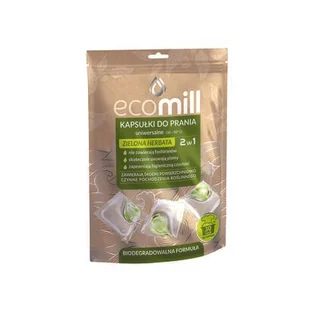 Kapsułki do prania uniwersalne 2w1 zielona herbata 30 sztuk MILL clean ecomill - Środki do prania - miniaturka - grafika 1