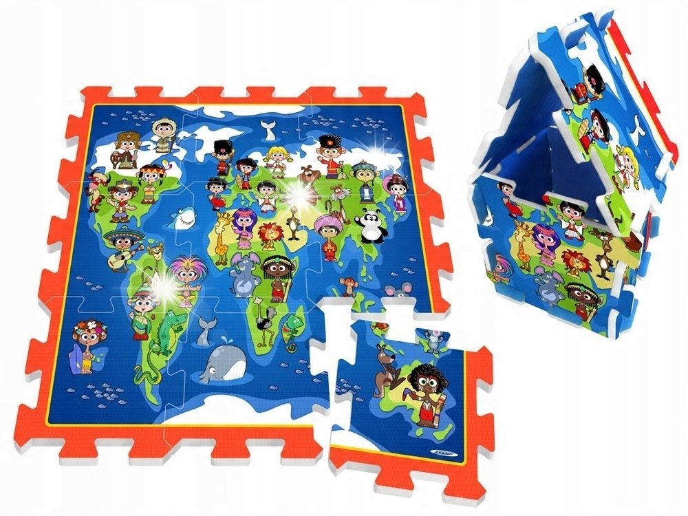 Piankowe puzzle MATA Dzieci Świata Mapa 93x93cm ZA3149