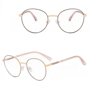 Damskie okulary Lenonki zerówki do komputera BLUE LIGHT na teleskopach 25148E Złoto/Kawowy - Okulary korekcyjne, oprawki, szkła - miniaturka - grafika 1