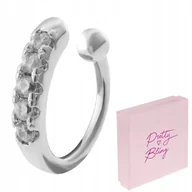 Kolczyki - Nausznica damska kolczyk delikatna CYRKONIE posrebrzana MIEDŹ zaciskana - miniaturka - grafika 1