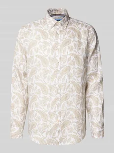 Koszula lniana o kroju regular fit z kołnierzykiem typu button down - Koszule męskie - miniaturka - grafika 1