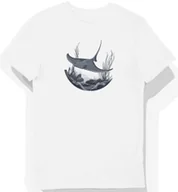 Koszulki męskie - Koszulka męska biała z nadrukiem manty w szarej toni M - miniaturka - grafika 1