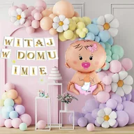 Balony i akcesoria - BALONY WITAJ W DOMU GIRLANDA BALONOWA KWIATKI IMIĘ BANER BOBAS 162 ELEM. - miniaturka - grafika 1